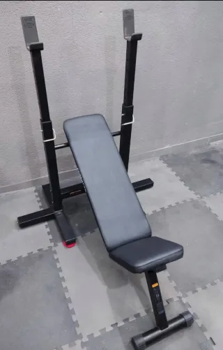 BANCO DOMYOS PLEGABLE + BARRA + PESAS