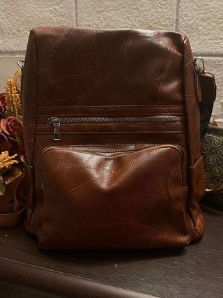 Zainetto in pelle marrone patchwork