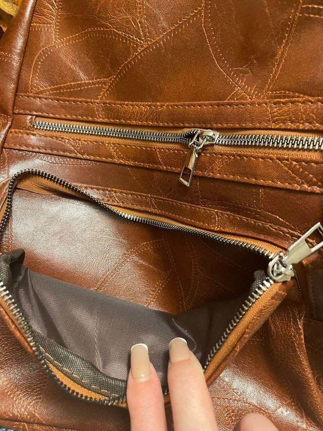 Zainetto in pelle marrone patchwork