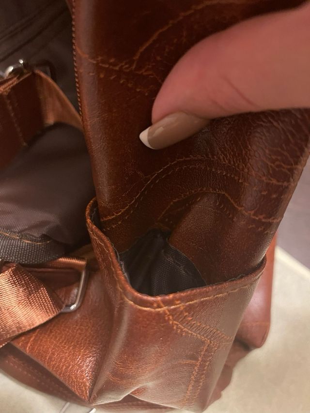 Zainetto in pelle marrone patchwork