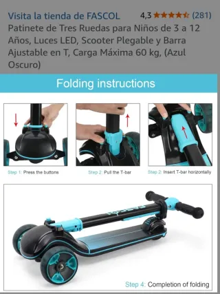 Patinete de 3 Ruedas Azul