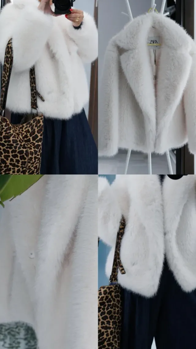 Abrigo blanco de pelo Zara