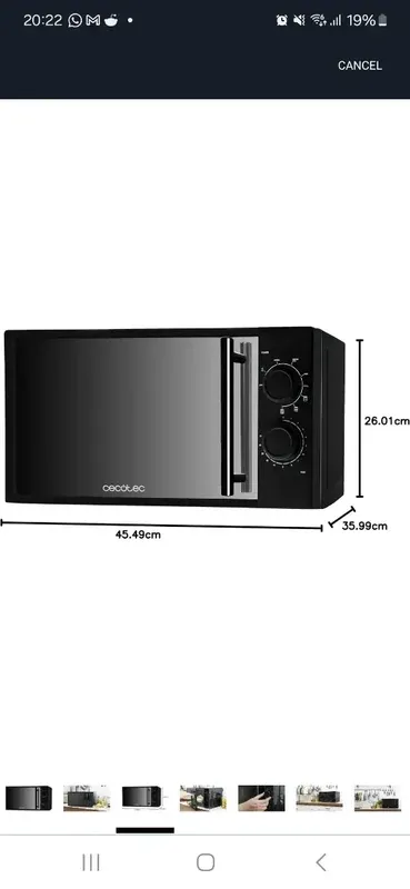 Microonde Cecotec 20L Nero