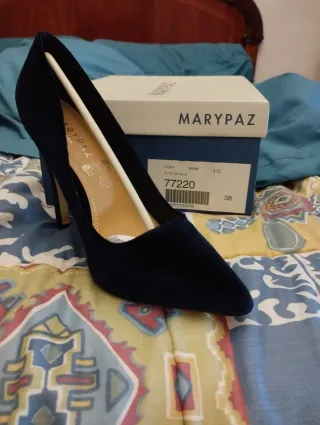 Zapatos Marypaz Terciopelo Azul Talla 38