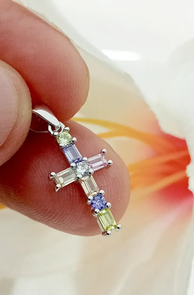 Mini Cruz Plata 925 Multicolor