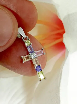 Mini Cruz Plata 925 Multicolor