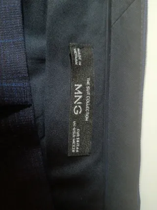 Traje Mango a Cuadros Azul Marino S/34/44
