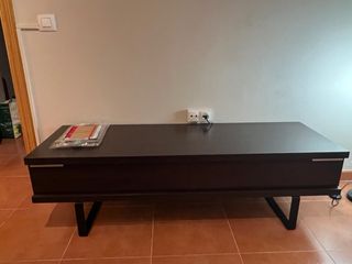 Conjunto comedor mesa cristal y madera