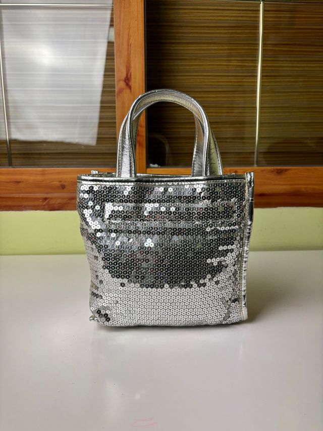 Bolso mini Keshia plata con lentejuelas