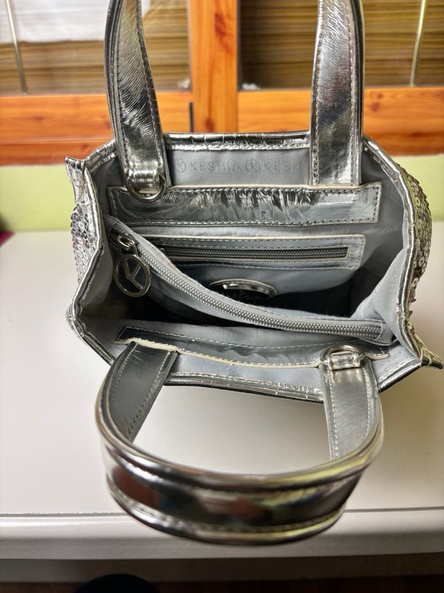 Bolso mini Keshia plata con lentejuelas