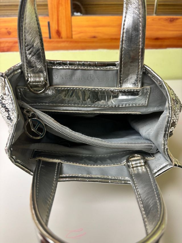 Bolso mini Keshia plata con lentejuelas