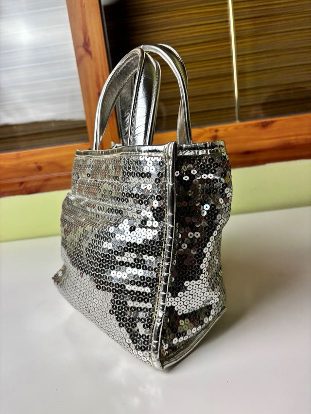 Bolso mini Keshia plata con lentejuelas