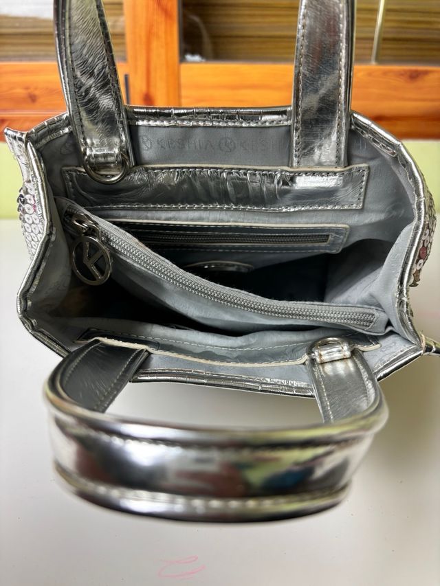 Bolso mini Keshia plata con lentejuelas