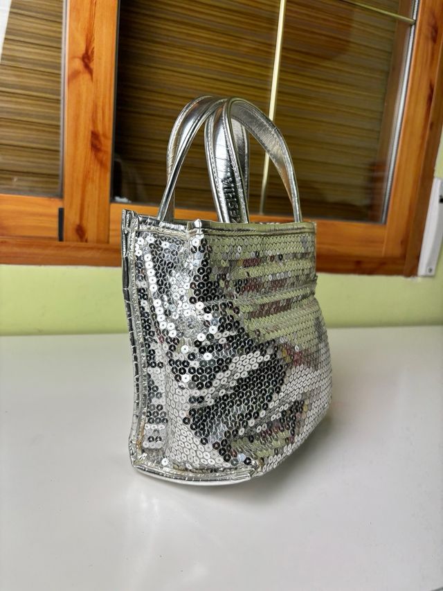 Bolso mini Keshia plata con lentejuelas