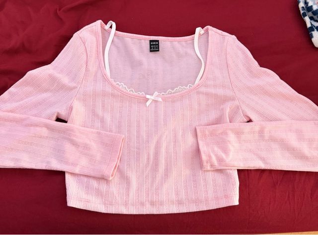 Camiseta SHEIN manga larga rosa XS