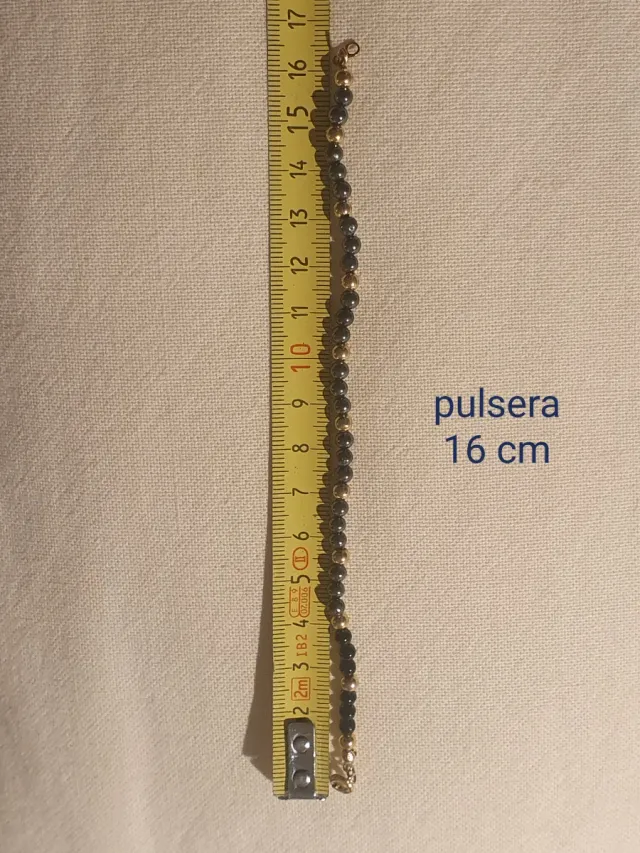 Conjunto Collar y Pulsera Perlas Negras y Doradas