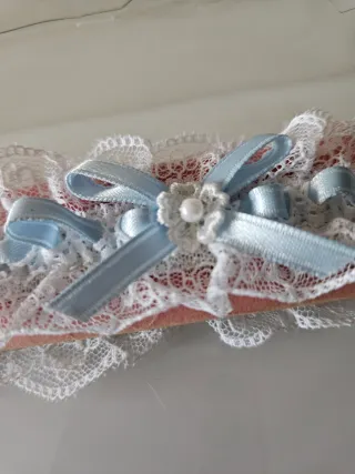 2 Ligas Novia Azul y Blanco Talla Única