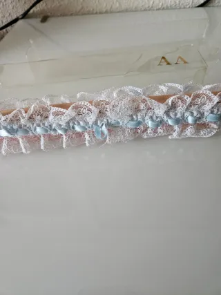 2 Ligas Novia Azul y Blanco Talla Única