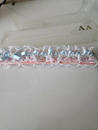 2 Ligas Novia Azul y Blanco Talla Única