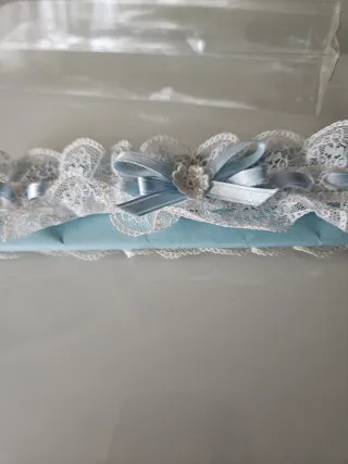 2 Ligas Novia Azul y Blanco Talla Única