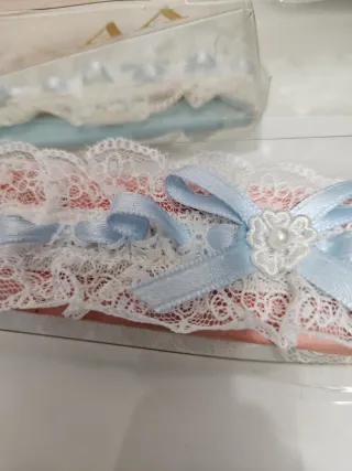 2 Ligas Novia Azul y Blanco Talla Única