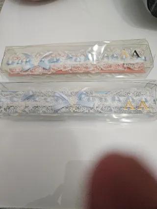 2 Ligas Novia Azul y Blanco Talla Única