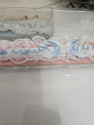 2 Ligas Novia Azul y Blanco Talla Única