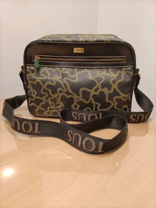 Bolso Tous Negro y Verde Original 30 x 22 x 8 cms