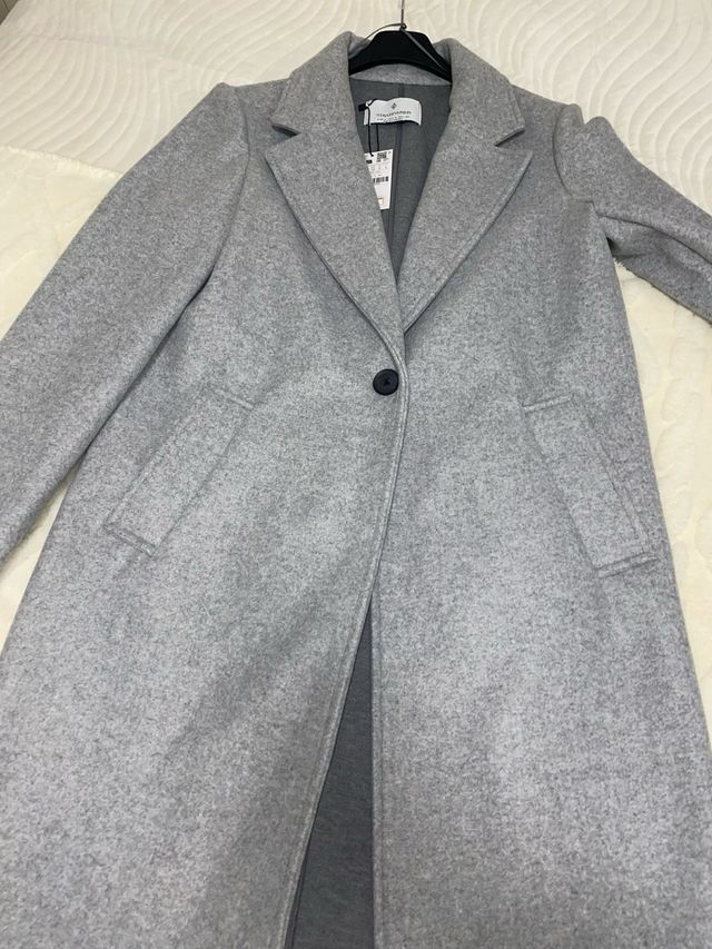 Abrigo paño Stradivarius gris talla S