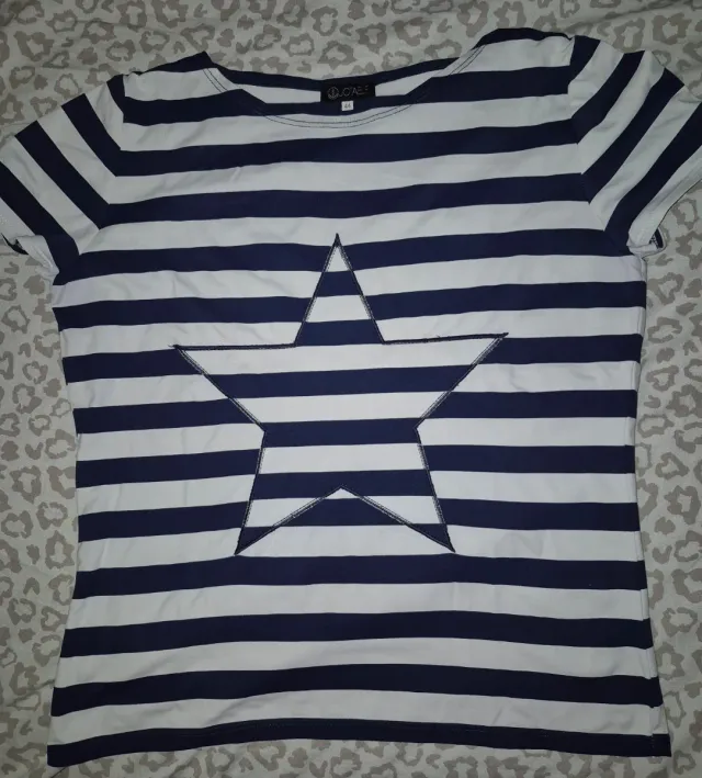 Camiseta  mujer jotaele  rayas azules y  blancas