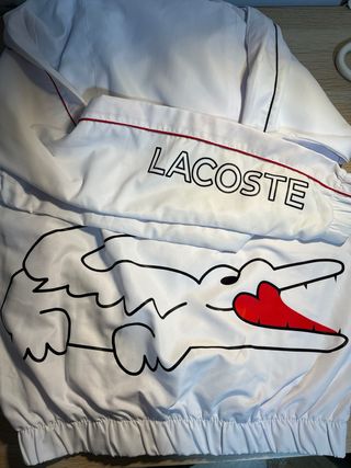 Sudadera Lacoste Blanca Cocodrilo Rojo