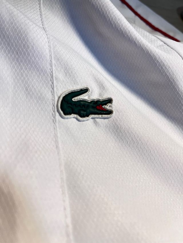 Sudadera Lacoste Blanca Cocodrilo Rojo