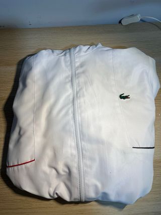 Sudadera Lacoste Blanca Cocodrilo Rojo