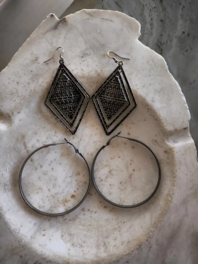 Lote 2 pares pendientes plata envejecido