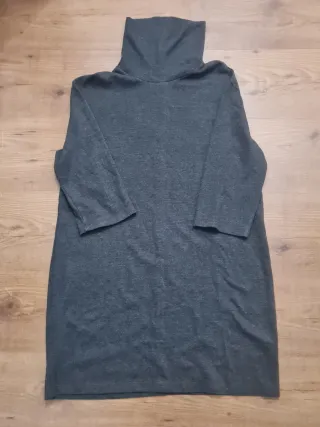Vestido Túnica Zara Cuello Alto Gris Talla M