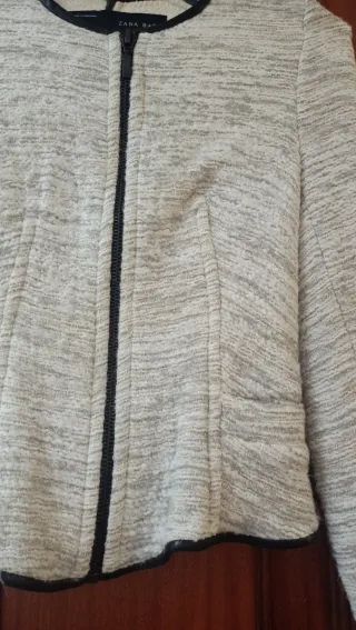 Chaqueta Zara Tweed Beige/Gris