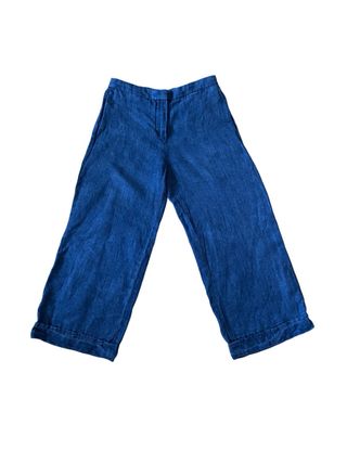 Massimo Dutti Pantalones Culotte Lino Azul