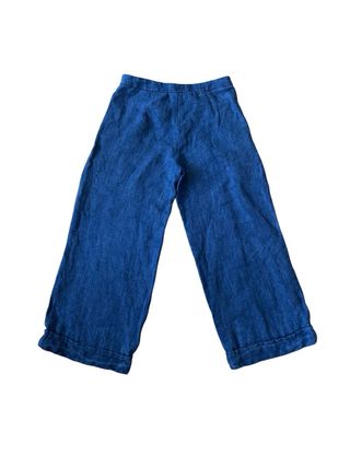 Massimo Dutti Pantalones Culotte Lino Azul
