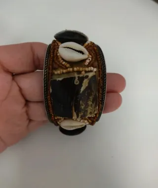 Pulsera brazalete bisutería tonos marrones