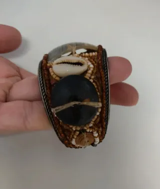 Pulsera brazalete bisutería tonos marrones