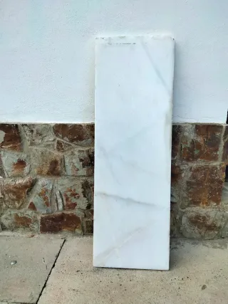 Escalón de mármol blanco y gris blanco.