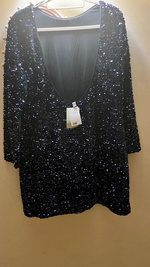 Vestido lentejuelas H&M azul/negro