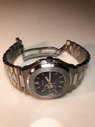 Seiko Mod - Nautilus “Open Heart” Reloj Azul