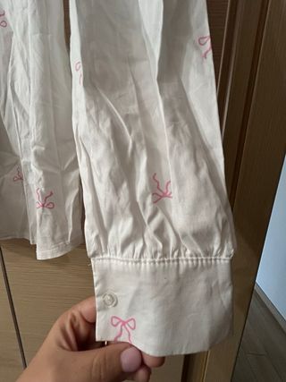 Camicia bianca con fiocchi rosa tg unica