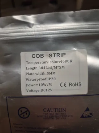 Tira LED COB 4000K 5M IP20 10W/M