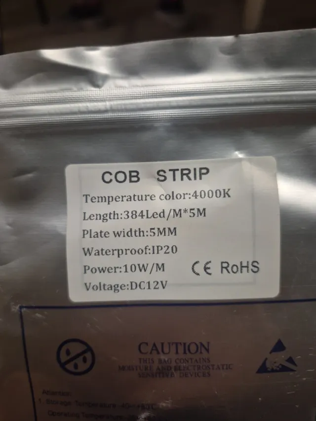 Tira LED COB 4000K 5M IP20 10W/M