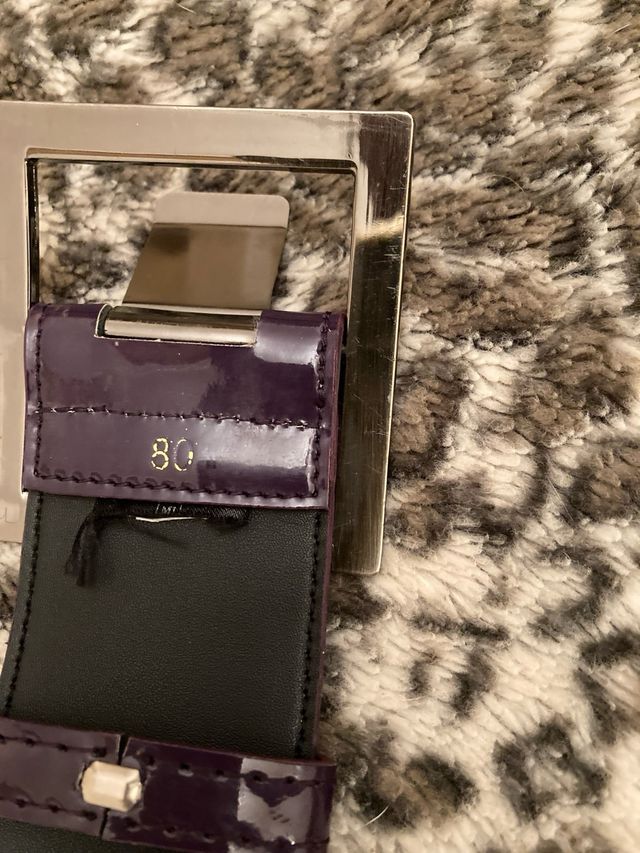 Cinturón Charol Zara Morado Hebilla Plateada T80