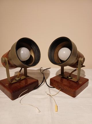 Coppia applique vintage legno e metallo