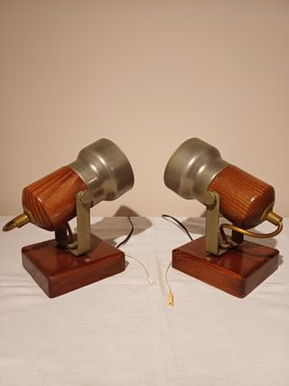 Coppia applique vintage legno e metallo