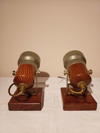 Coppia applique vintage legno e metallo